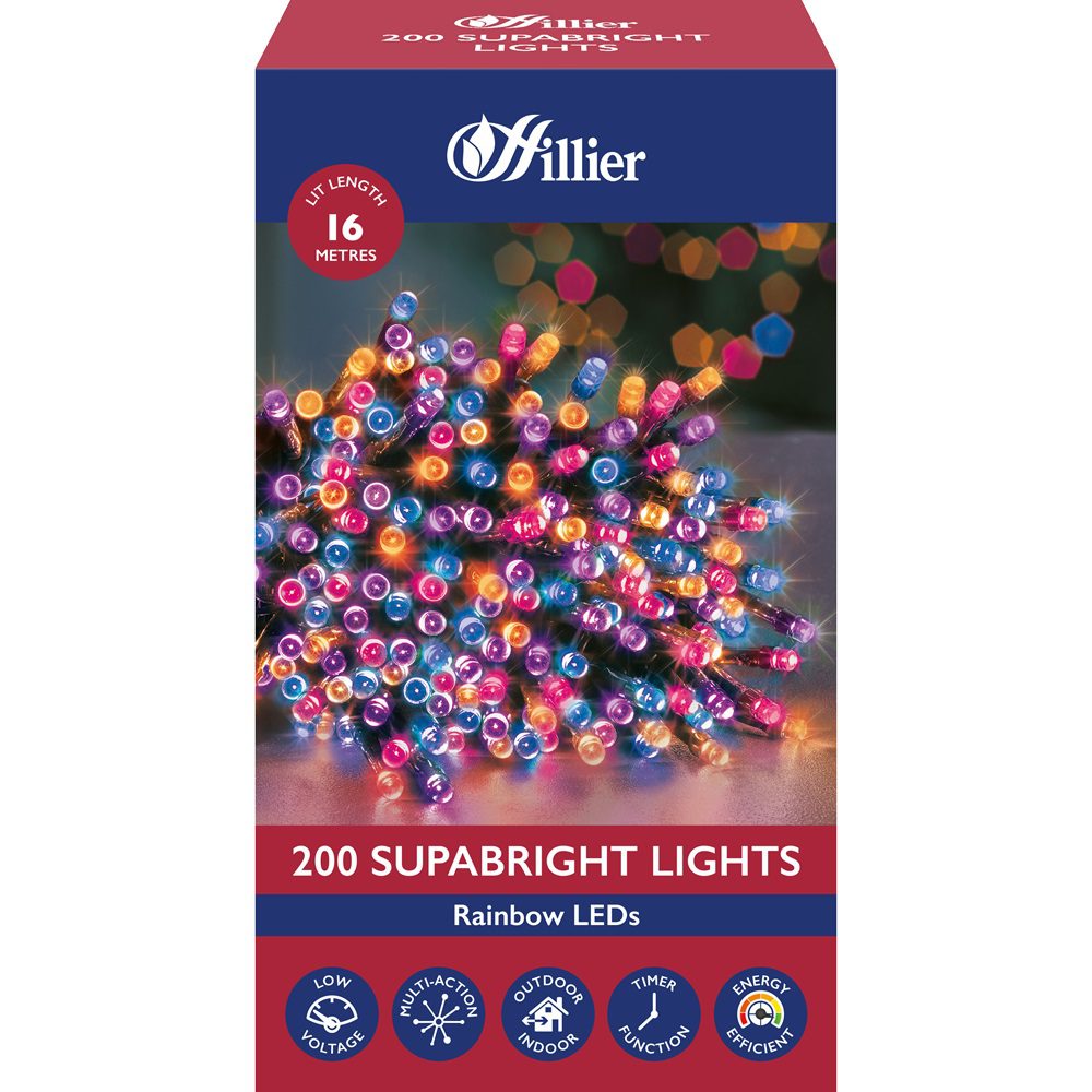 SupaBrights 200 LED Rainbow Christmas Lights 16m 5052998057691